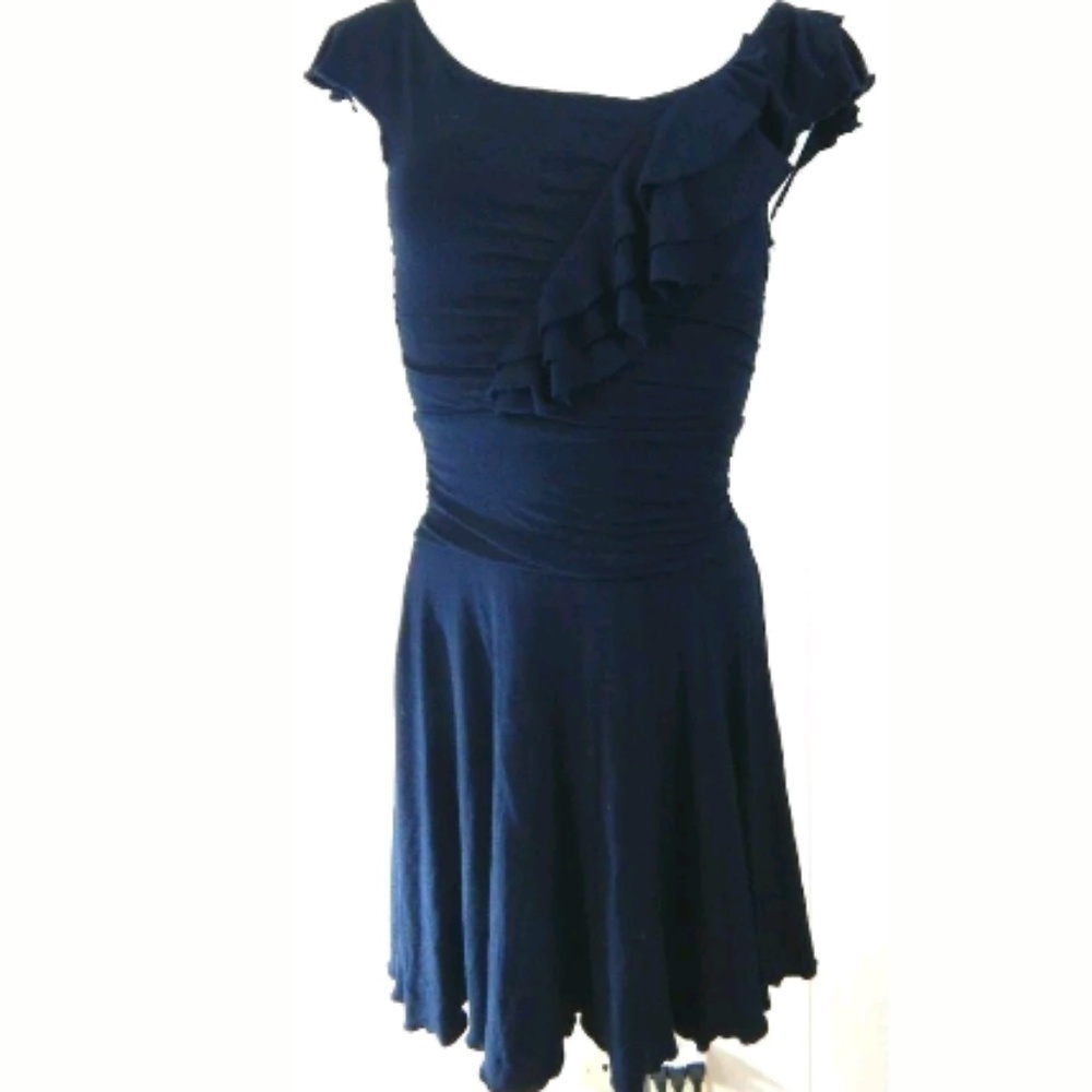 Bailey 44 Navy Ruffle Fit and Flare Dress